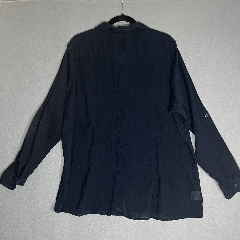 Woman's Eddie Bauer‎ Travel Seeker Long Sleeve Shirt Navy 2XL Sheer Classic Fit - Picture 4 of 10